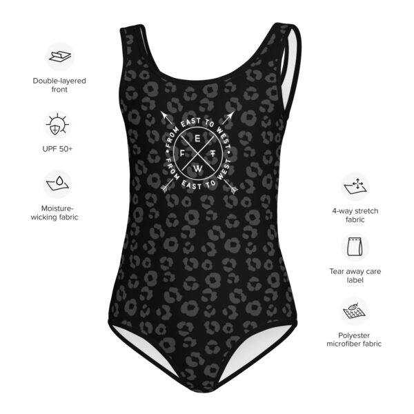 Girl Swimmingsuit | Leopard black - Afbeelding 3